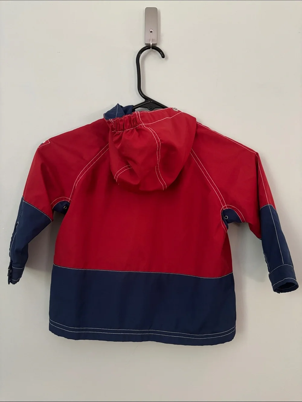 Vintage Y2K Baby Gap Colorblock Windbreaker Hooded Jacket Red Navy 3T Boy/Girl